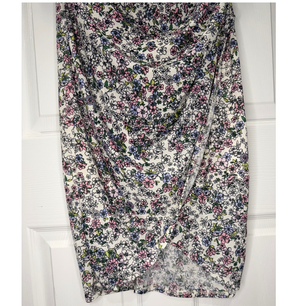 BCBGeneration Floral Ruched Tulip- Hem Cami Slip Dress Mini Cowl Neck 12 Party - Picture 4 of 8